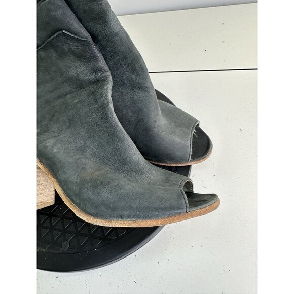Free People Golden Read Peep Toe Leather Boots Dark Gray Sz 38 / 8 US - Picture 4 of 13